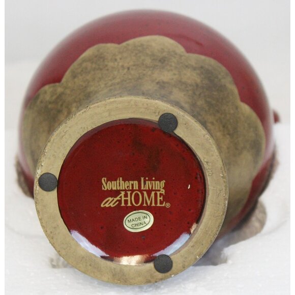 NEW Southern Living Olive trio Jar Red Vessel #41005 Brown Base Decorative - Picture 9 of 9